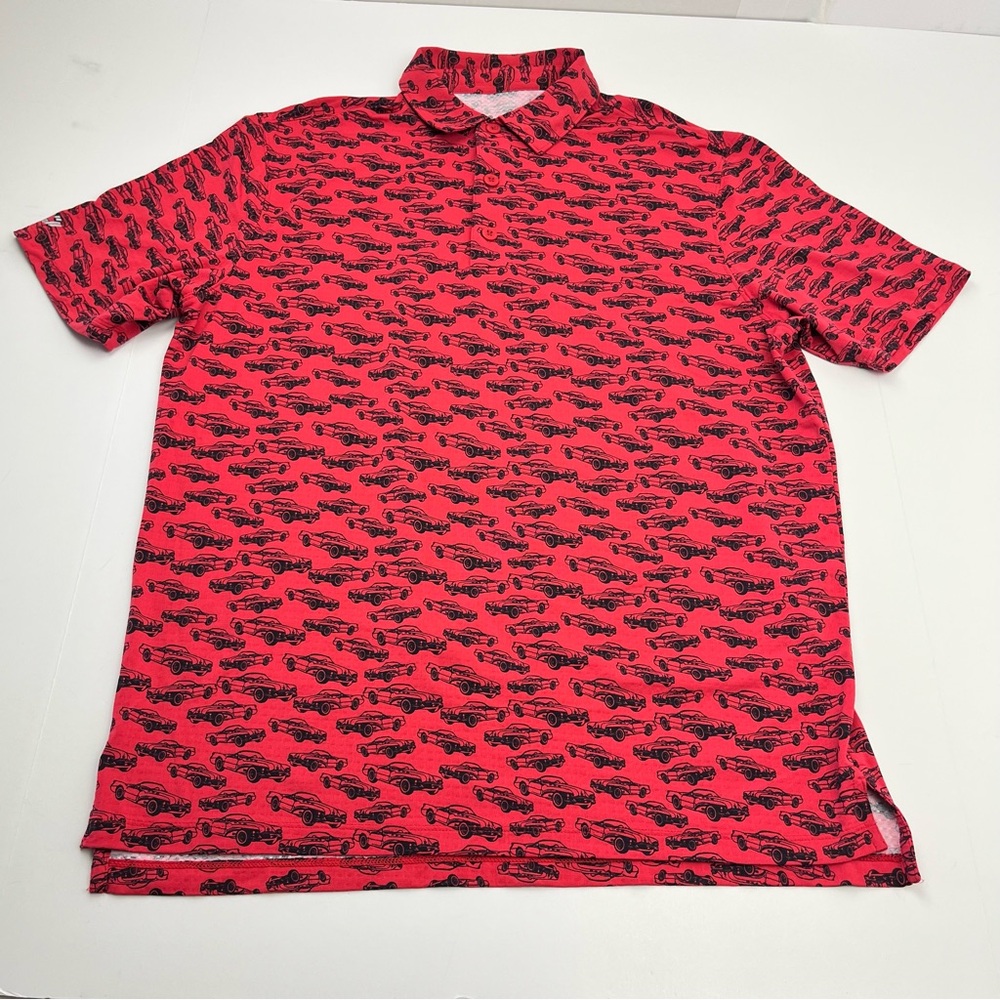 IBKUL Mens Short Sleeve Cruisin Polo Shirt Modern Fit Red‎ Black SZ Medium *FLAW